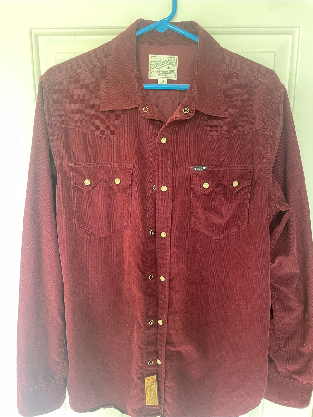 Tecovas Deep Red Corduroy Western Snap Shirt